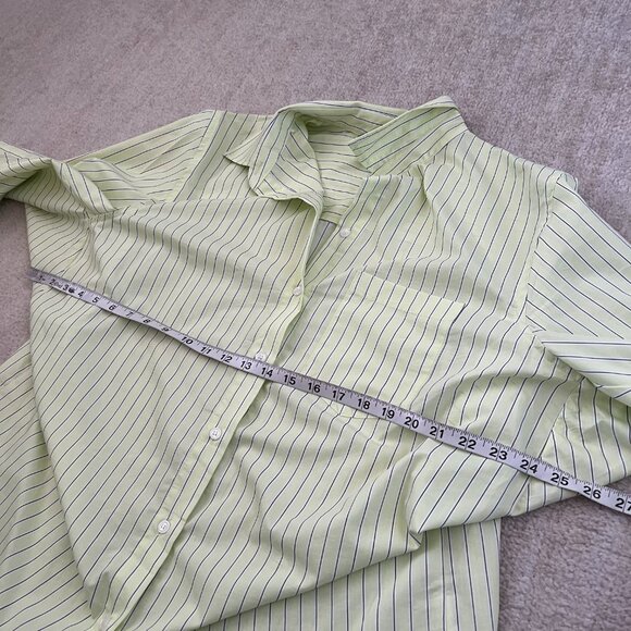 Zara White Green Stripe Long Sleeve Button Up Sheer Oversize Blouse Top S - Picture 6 of 7